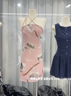 2026夏季新款女装韩版挂脖露肩无袖背心连衣裙女宽松显瘦百搭短裙