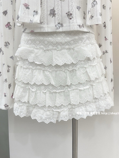 芭蕾风【初恋奶糖】花瓣白色多层花边半身裙女夏季蓬蓬蛋糕短裙