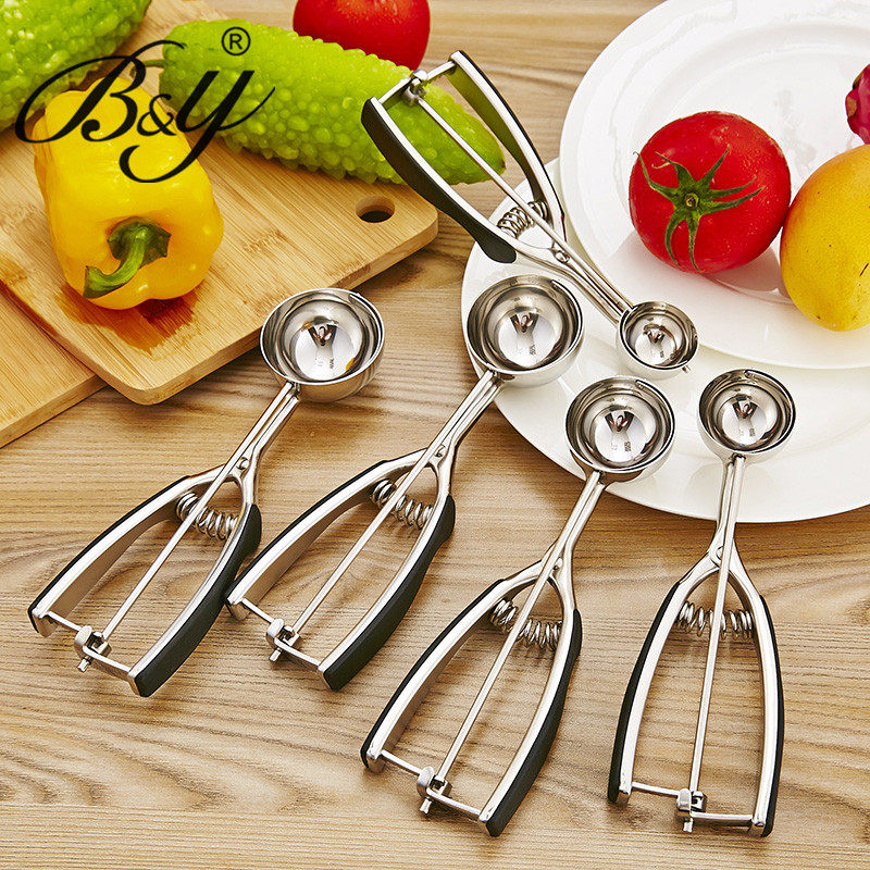 冰淇淋勺挖球器 304不锈钢冰激凌勺硅胶手柄雪糕勺挖球勺