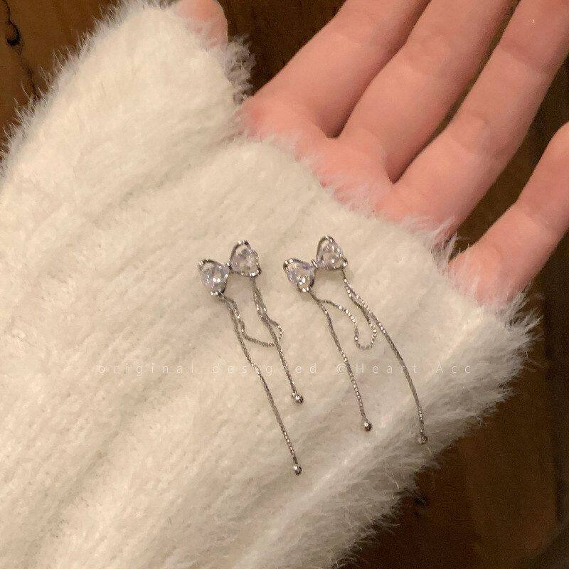 小众高级感耳钉耳饰蝴蝶结女气质设计感耳坠耳环长款甜美轻奢流苏