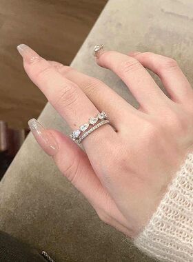 气质时尚锆石开口指环戒指调节