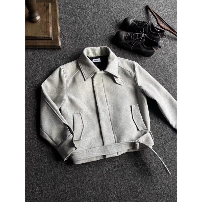 短款anfit收腰绑带外套解构毛呢