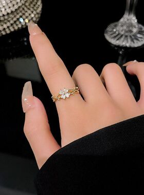 戒指手饰锆石时尚新款设计感藤蔓