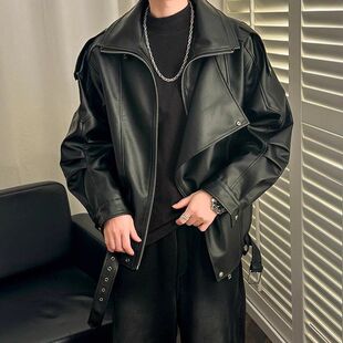 机车痞帅高级感男士皮衣男款外套2025复古新款飞行夹克男宽松美式