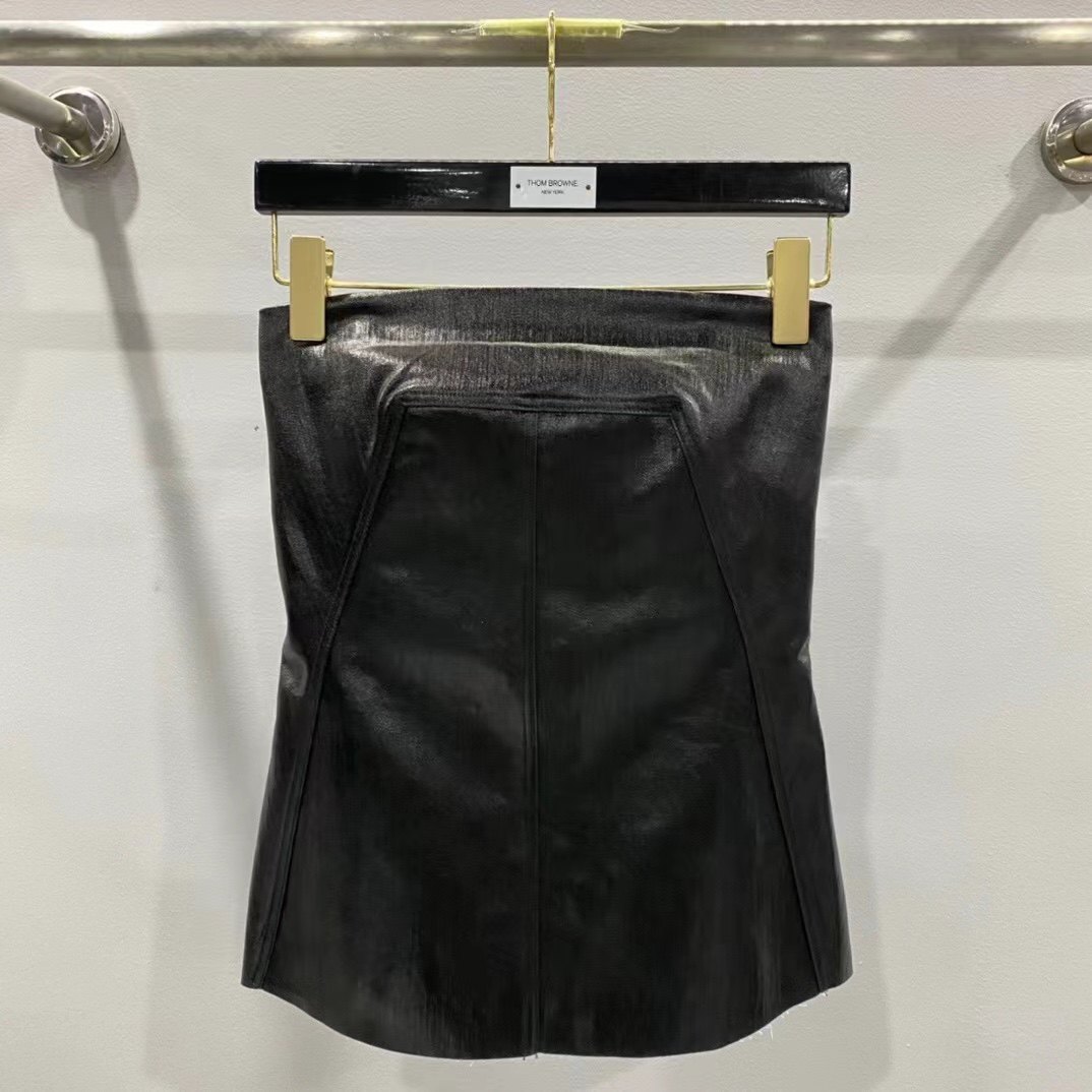 夏季暗黑风R格O蜡涂层后背拉链露肩收腰女士性感裹胸牛仔面料背心