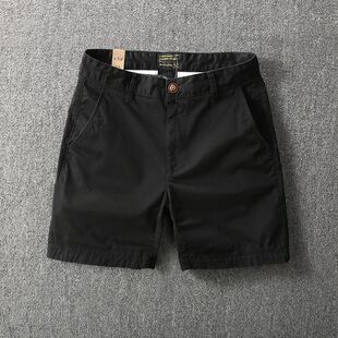 新款纯棉4四分裤潮流男夏季修身休闲工装美式复古短裤弹力3三分裤