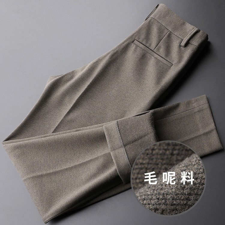 秋冬季毛呢西裤男休闲直筒西装裤修身小脚裤子男潮流韩版加厚长裤