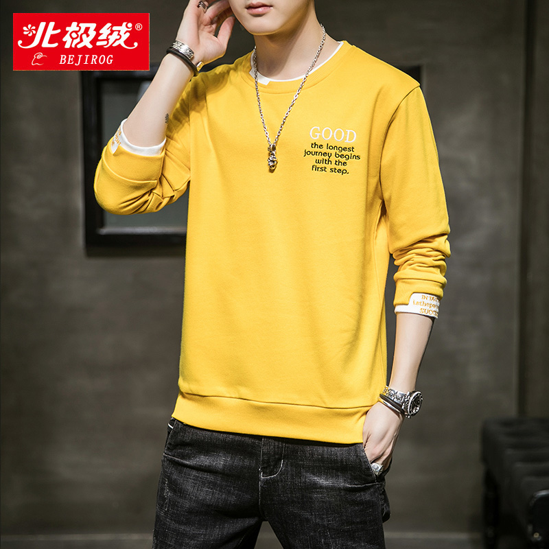 2020春秋季新款无帽长袖卫衣男士宽松潮牌韩版潮流假两件ins上衣