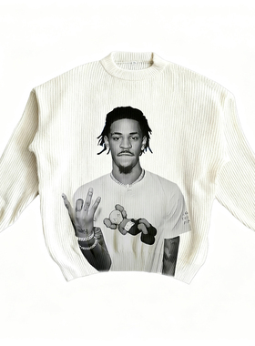 原创莫兰特数码直喷印花美式大印花秋冬保暖毛衣潮男女针织衫