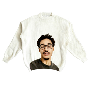 原创普尔头像数码直喷印花美式大印花秋冬保暖毛衣潮男女白针织衫