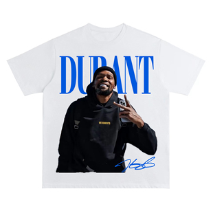 杜兰特美式数码直喷透气印花短袖美式复古高街潮牌纯棉休闲T恤男