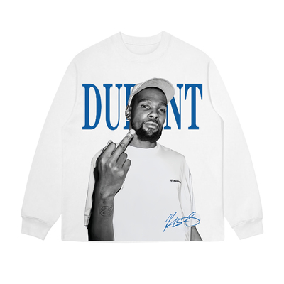 杜兰特美式复古透气纯棉长袖T恤