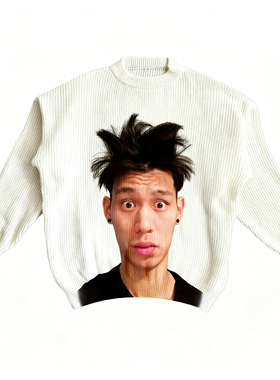 原创林书豪大头数码直喷印花美式大印花秋冬保暖毛衣潮男女针织衫