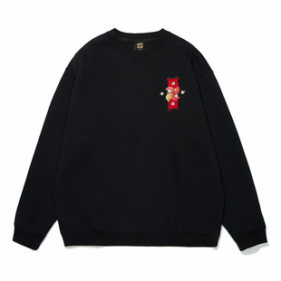 李宁日进斗金兔年卫衣男冬季 女新年圆领运动服 情侣本命年红色长袖