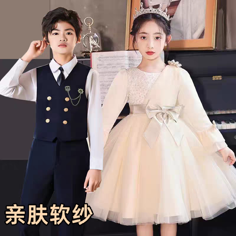 新款儿童大合唱演出服女童公主蓬蓬裙中小学生幼儿园舞台表演礼服