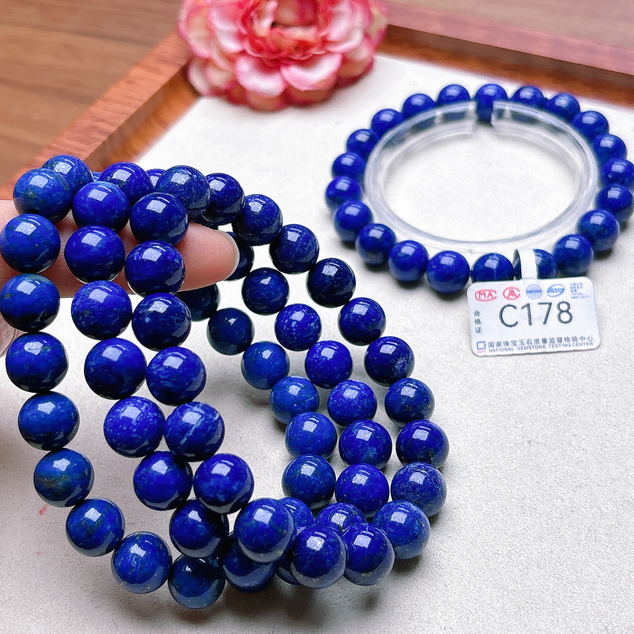 天然青金石9mm圆珠手链