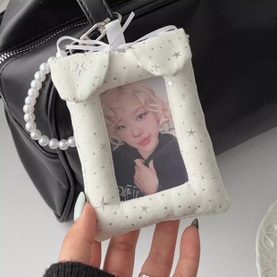 韩系小狗耳烫银卡套高颜值ins风追星拍立得爱豆小卡展示包包挂件