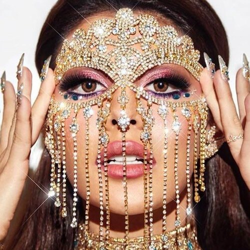2022新款水钻流苏面具 欧美个性奢华万圣节化妆舞会流苏面具mask