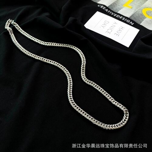 欧美几何简约嘻哈ins小众古巴项链 酷潮 chell潮流不掉色钛钢项链