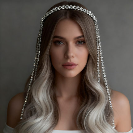 欧美新款流苏发链欧美设计感水钻头饰简约发饰女款 Headband