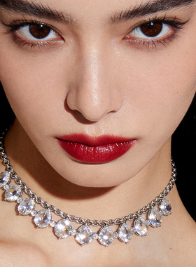 欧美设计水滴吊坠锁骨链小众高级感异域风满钻项饰奢百搭necklace