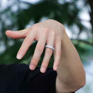 男士 跨境925银微镶满锆石戒指银饰品hiphop欧美嘻哈个性 指环饰品
