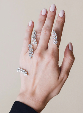 欧美锆石手镯简约气质8字轻奢百搭开口手镯缠绕手掌戒指Bracelet