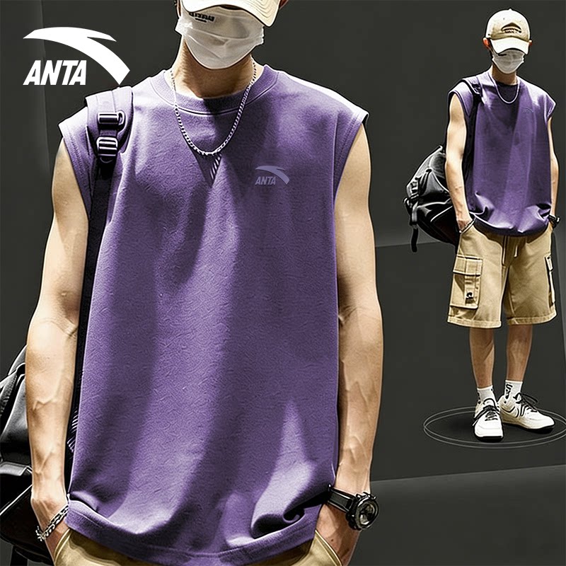 安踏背心男2026夏季新款宽松透气无袖t恤男款健身棉质运动坎肩男