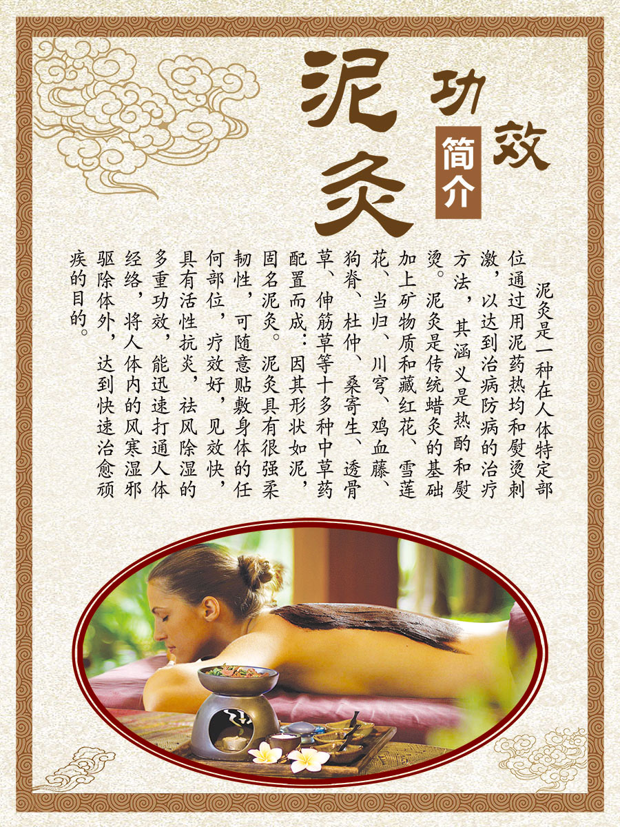 767泥灸功效简介养生馆宣传贴画2331写真喷绘挂图展板海报印制