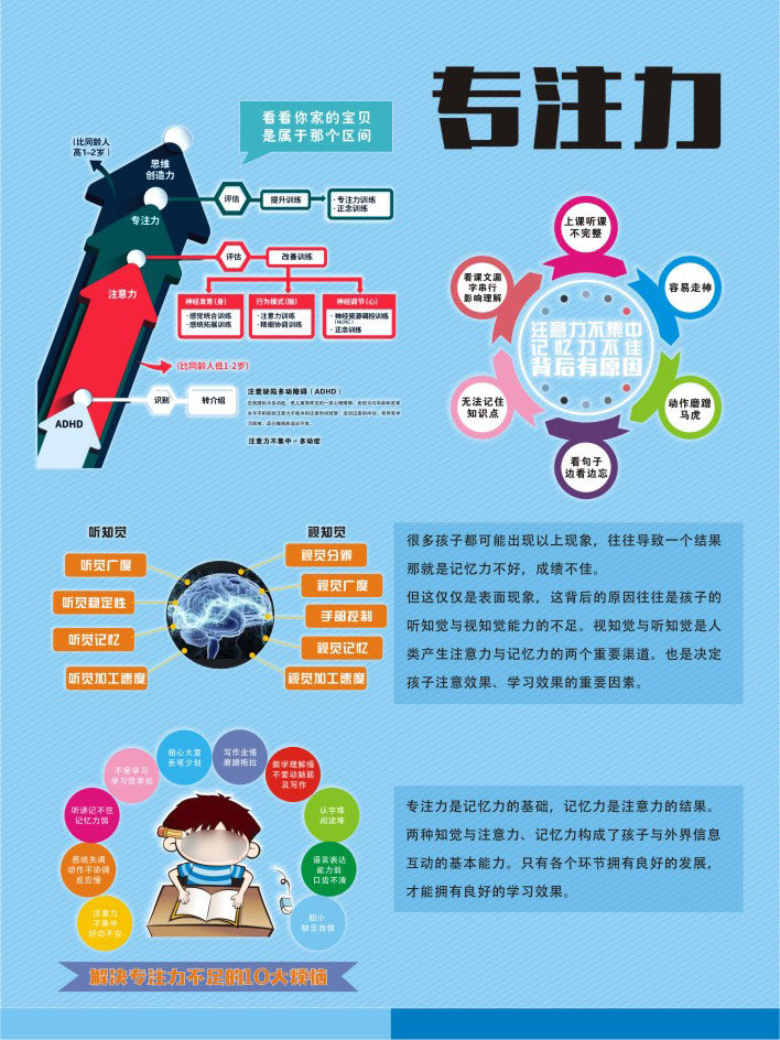 770幼儿园大脑感统专注力注意力儿童教育学习750海报印制展板贴纸