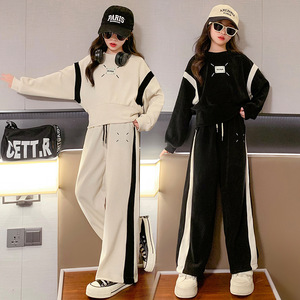 2025秋装新款女童装套装时髦洋气女中大童网红休闲儿童卫衣阔腿裤