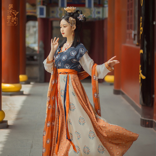 楚汉灵韵汉服 望月仙唐背子间色交窬裙 唐制汉服 原创设计