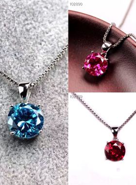 吊坠水晶彩色宝石锁骨链