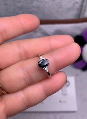 矿区直销1克拉925银蓝宝石戒指