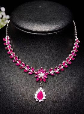 天然缅甸群镶珠宝首饰锁骨链