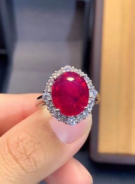 纯银镀18k高端大气风红宝石戒指