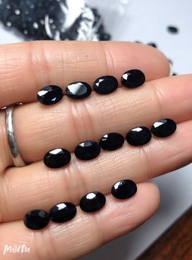 一克拉天然山东昌乐蓝宝石裸石戒指面5x7矿区原石原料深蓝色宝石