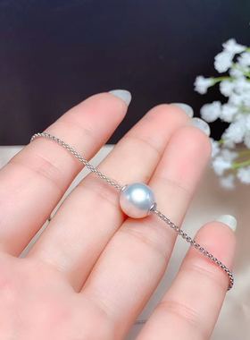 天然简单大方纯银可调节珍珠手链