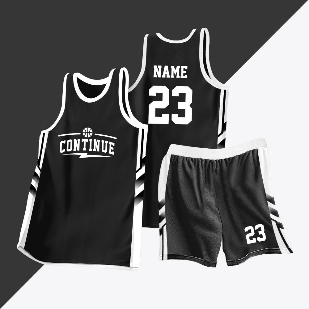 全身数码定制印刷成人儿童篮球服套装球衣比赛训练队服LB112 黑色