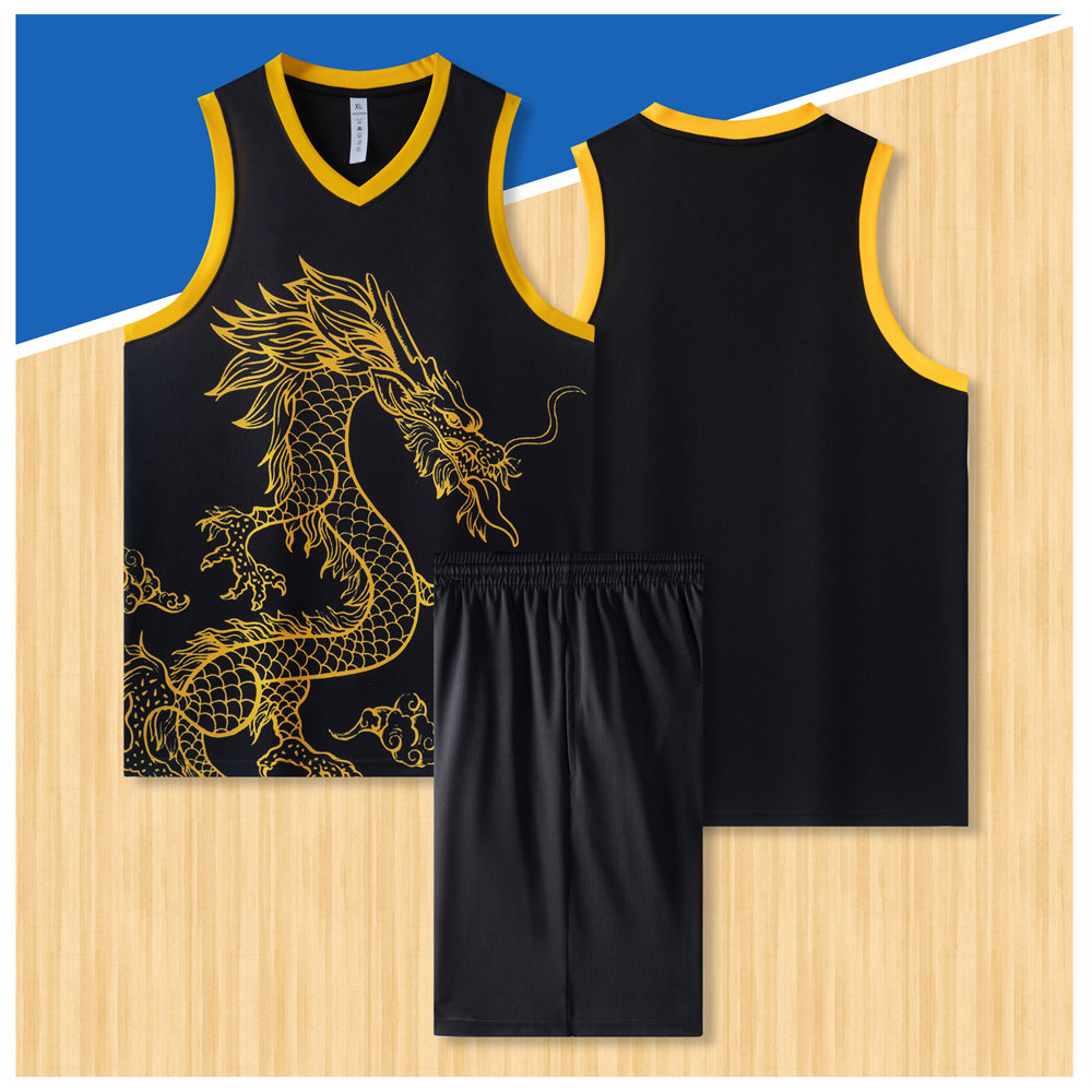 龙舟比赛服训练服 篮球服球服背心短裤套装定制印字A026黑色