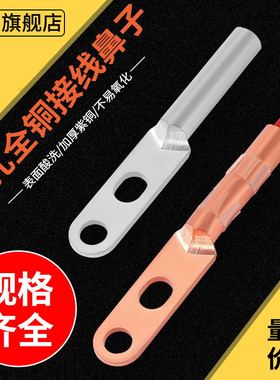 国标镀锡双孔铜鼻子紫铜接线端子DTS-25/35/50/70/95DTLS铜铝鼻