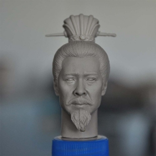 1:6白模 刘备头雕 三国演义 古代兵人 刘皇叔 带皇冠