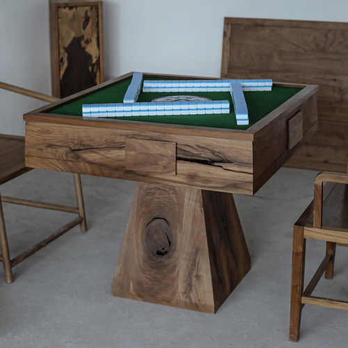 侘寂独特麻将桌野木定制