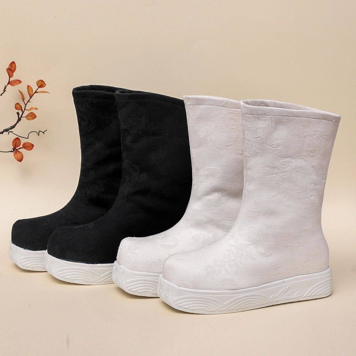 男女增高汉服靴子古风厚底皂靴古装翘头鞋子长筒官靴COS拍戏布靴,童鞋/婴儿鞋/亲子鞋,儿童汉服鞋,淘宝优惠券,粉丝福利购,淘宝优惠卷