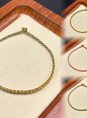 端午节红绳五彩绳极细手链女五色线手工编织成人儿童款可穿珠配饰