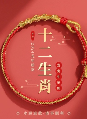 本命年太岁手工红绳手链护身符手绳男礼物生肖手绳