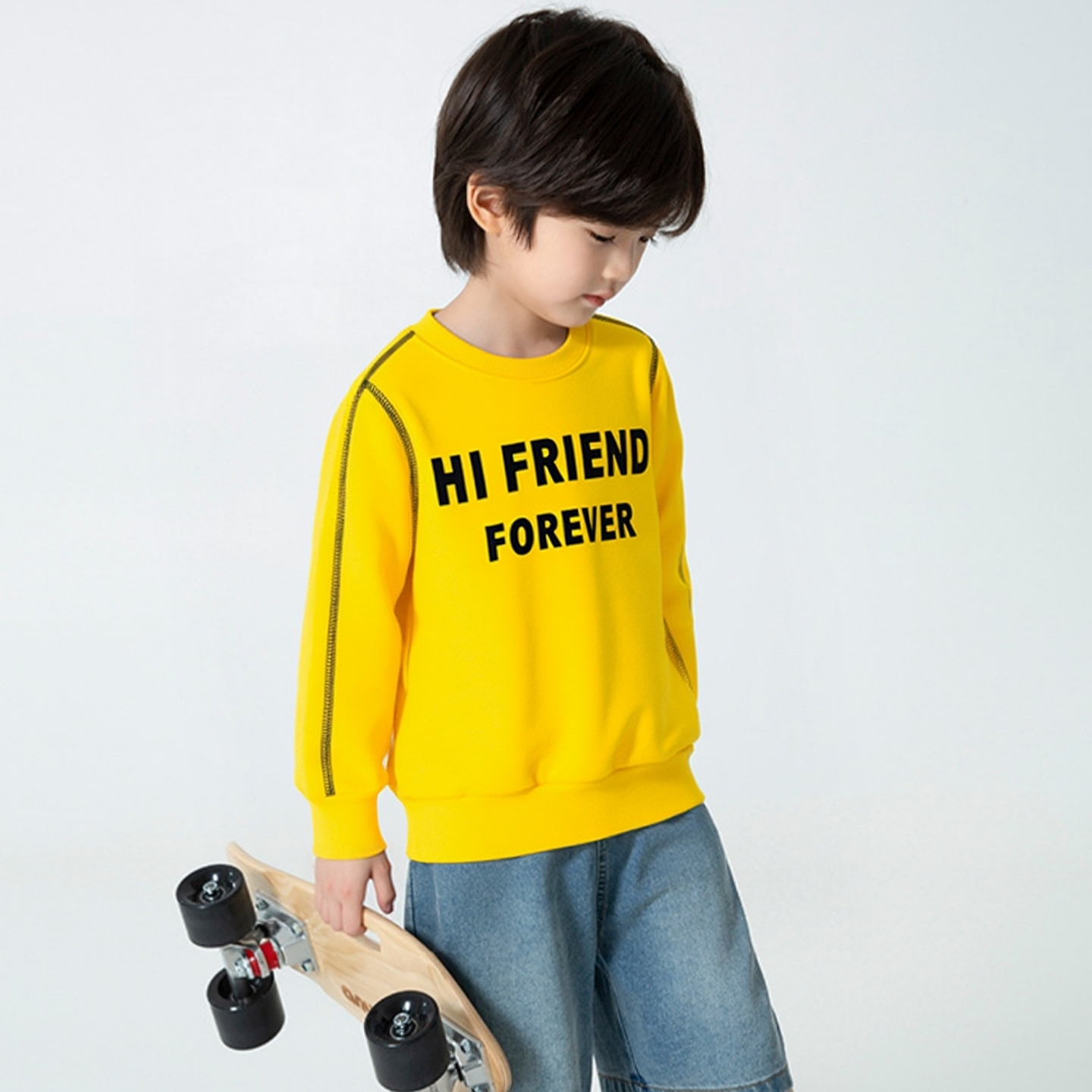 品牌外贸儿童圆领加绒运动卫衣男