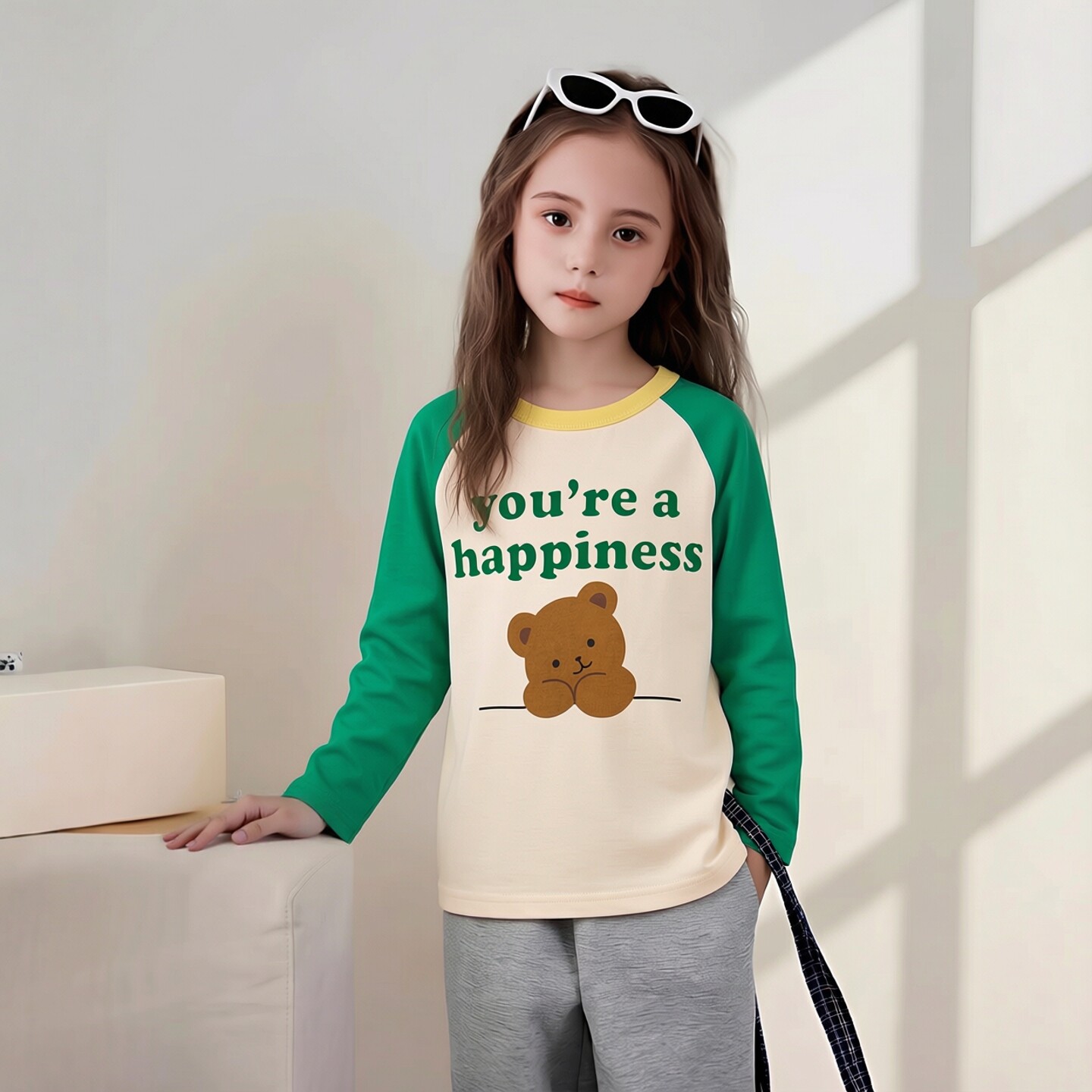 品牌2026春季童装长袖T恤新款 韩版中小童女童圆领上衣纯棉打底衫