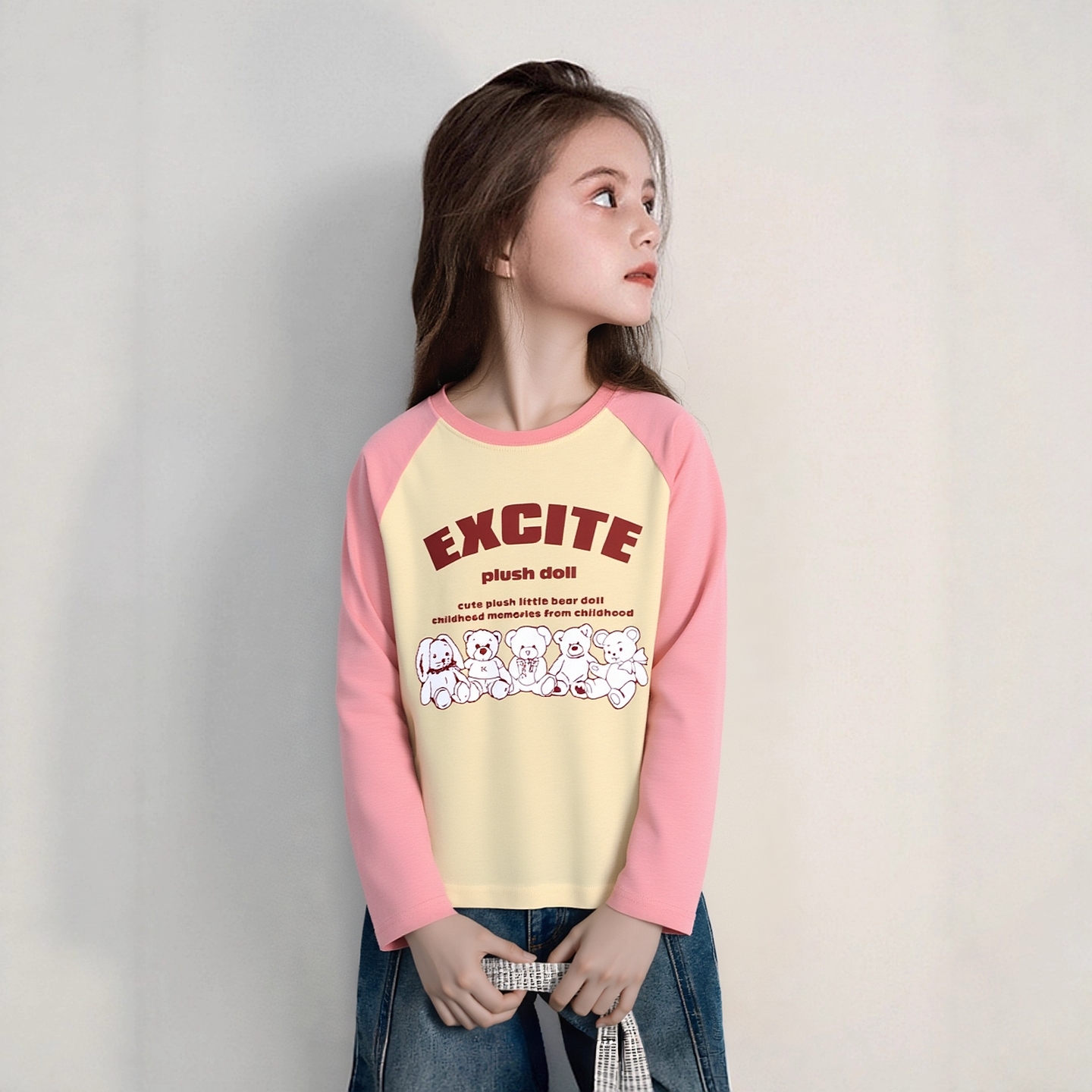 女童纯棉卡通印花打底衫长袖T恤