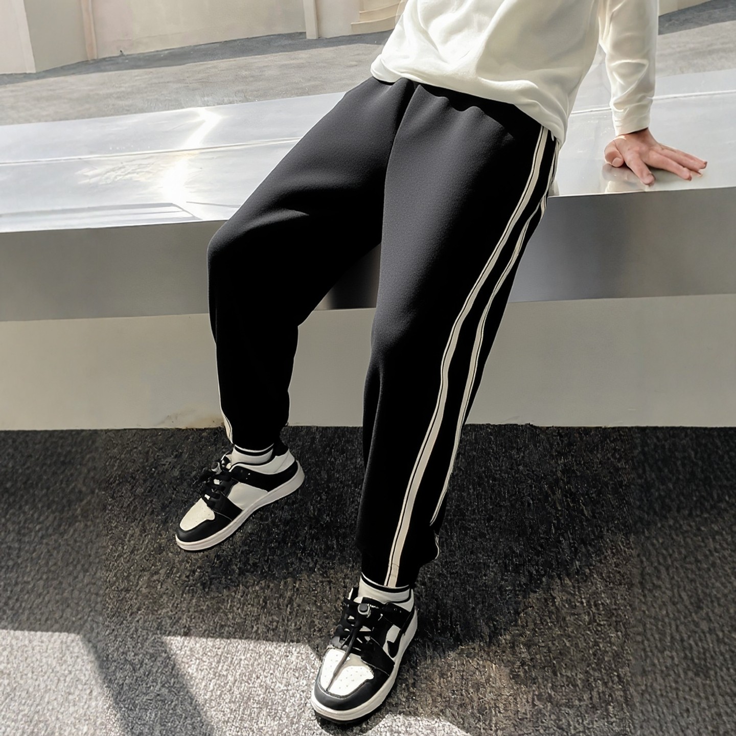 中大童品牌男童裤子秋冬季女孩宽松运动长裤纯棉大毛圈儿童休闲裤